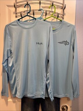 Huk and Reel Life Blue Long-Sleeve Performance Fishing Tees (Pair)